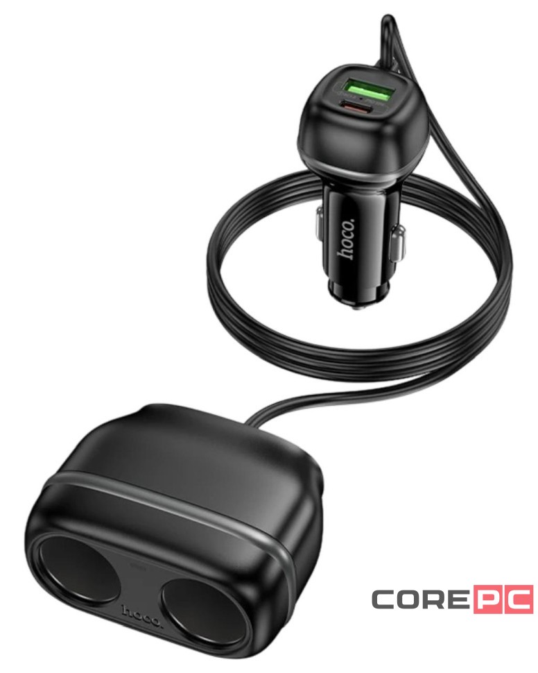 Автомобильное заряд. устр. Hoco Z59 240w 1USB/1T-C/2-12V чёрный