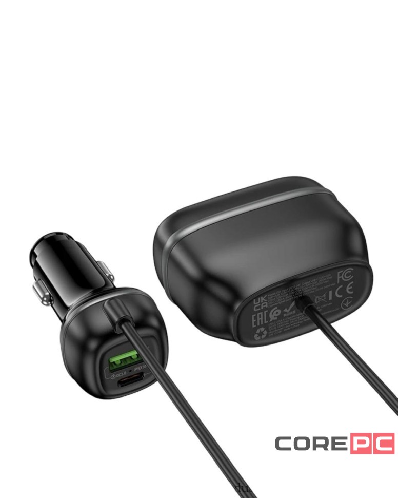 Автомобильное заряд. устр. Hoco Z59 240w 1USB/1T-C/2-12V чёрный