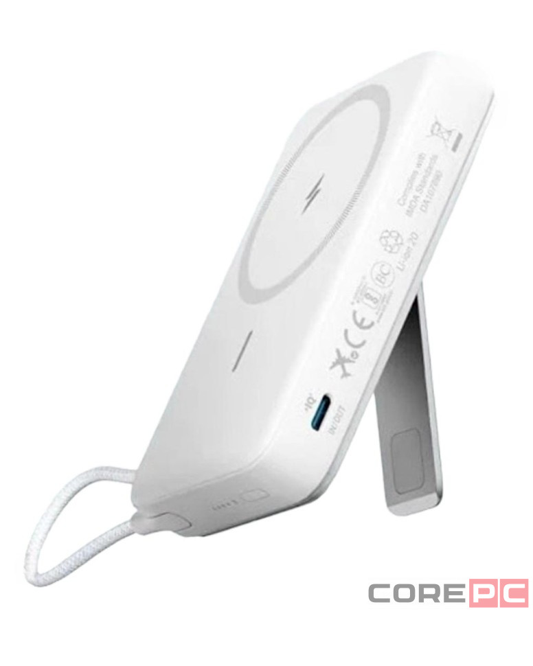 Powerbank с беспроводной зарядкой Anker Zolo (A1685) 10000mAh 30W 1USB/1C с проводом Type-C белый