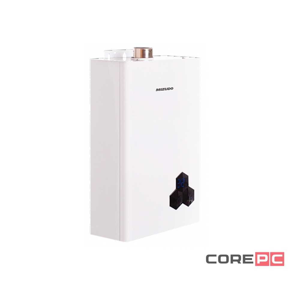Водонагреватель газовый проточный MIZUDO PERL ULTRA ВПГ 4-14Т ТУРБО (28 кВт, 14 л/мин) труба в компл
