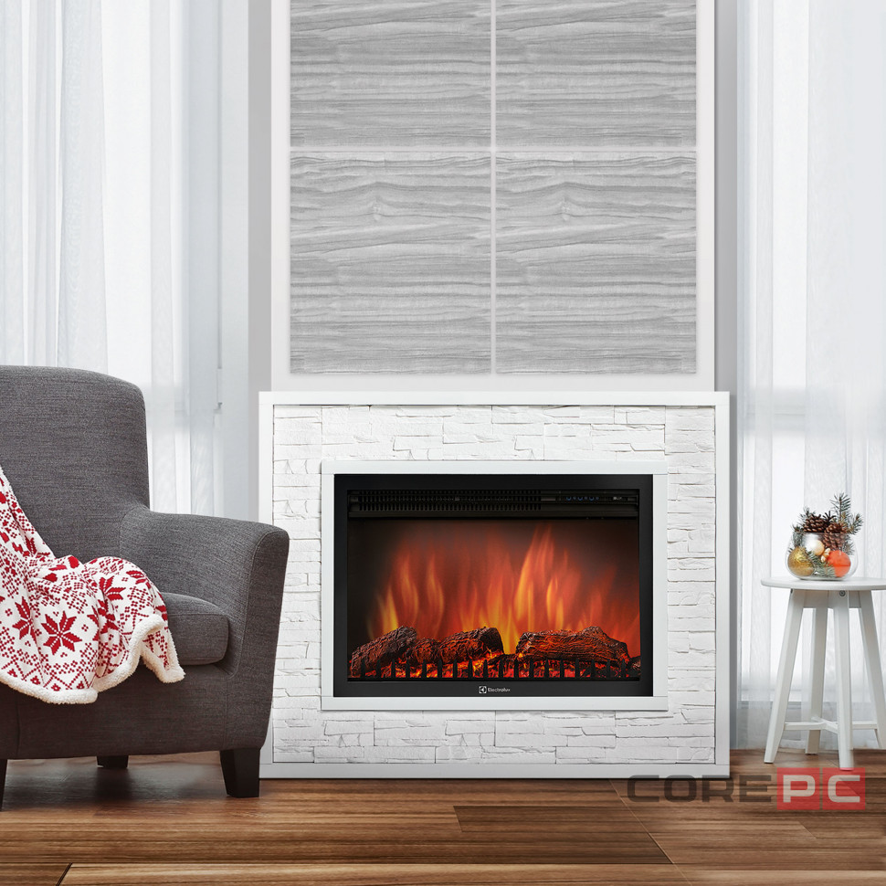 Очаг Electrolux EFP/P-3320RLS, портал Loft 30 камень белый, белая эмаль