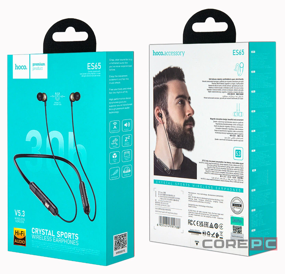 Беспроводные наушники для спорта Hoco ES65 BT5.3/30ч чёрные