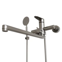 Смеситель для ванны и раковины MIXLINE МЛНС-02, рычажное управление, цвет сатин