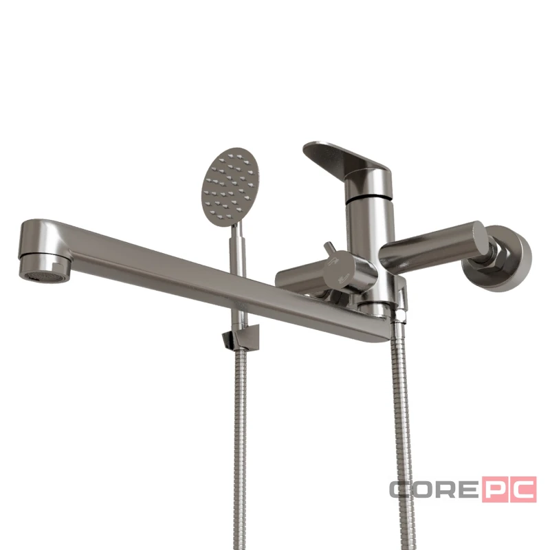 Смеситель для ванны и раковины MIXLINE МЛНС-02, рычажное управление, цвет сатин
