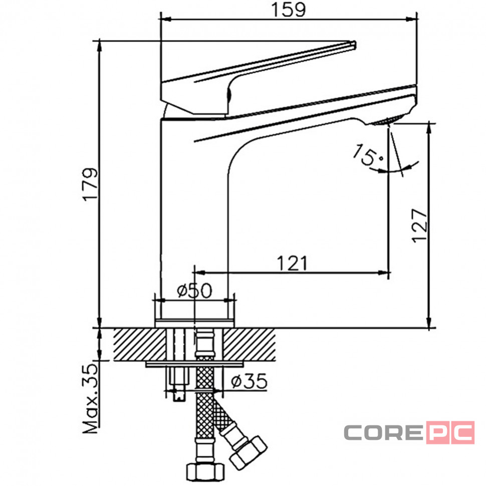 Смеситель для раковины Haiba HB10533-3, рычажное управление, цвет оружейная сталь