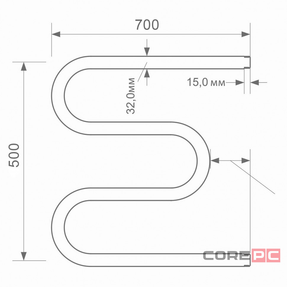 Водяной полотенцесушитель MIXLINE Серия СИМПЛ M ML-556303, нержавеющая сталь, м-образная форма