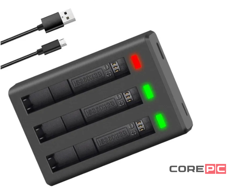 Зарядное устройство BC-IS360X3B на 3 аккумулятора для экшн-камеры Insta360 X3