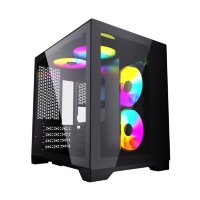 Компьютерный корпус Powercase VISION Micro Black TG 120mm 5-color fan Black mATX CVBM-L4