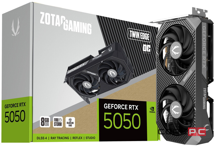 Видеокарта ZOTAC (ZT-B50500H-10M) GeForce RTX 5050 8GB TWIN EDGE OC MEDIUM PACK