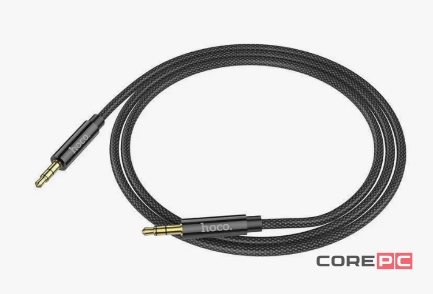 Кабель Hoco UPA19 AUX audio (3.5mm) на (3.5mm) 100см нейлоновая оплетка (черный)
