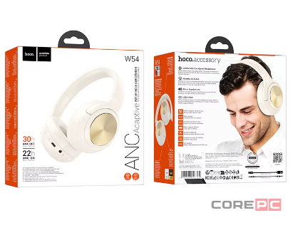Стереонаушники Bluetooth полноразмерные Hoco W54 ANC белые