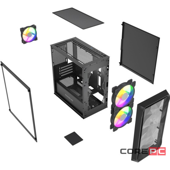 Компьютерный корпус Powercase Mistral Micro A3B ARGB V2 ARGB Black (CMMAB-A3-V2)