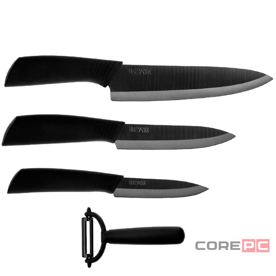 Набор керамических ножей Xiaomi Huo Hou Nano (4 предмета) HU0010 чёрный