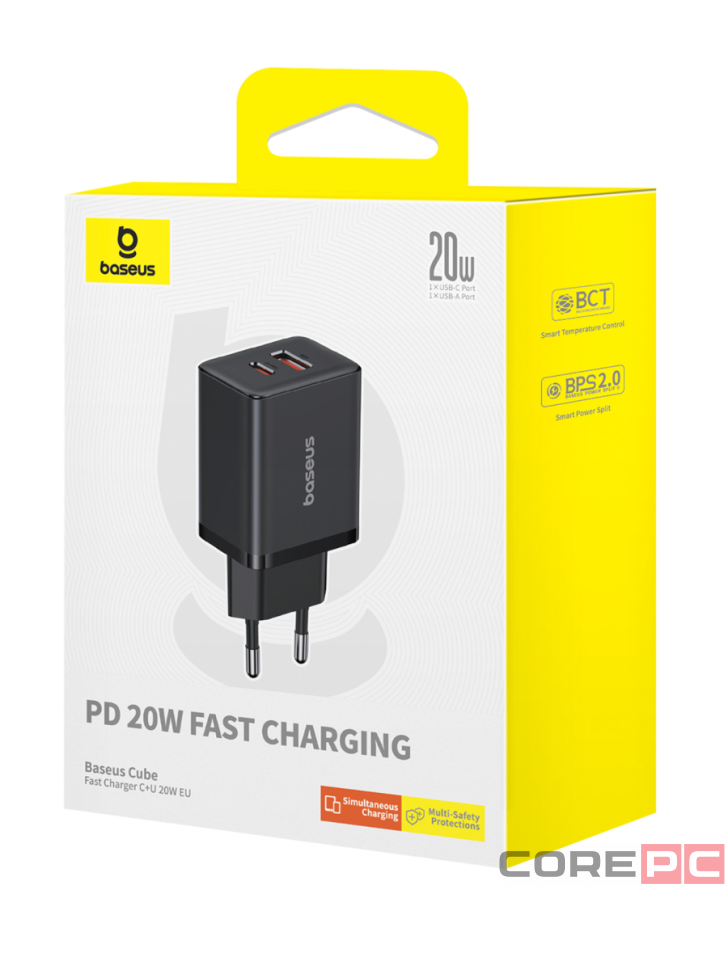 Сетевое зар. устр. Baseus Cube Fast Charger 1USB/1C 20W P10111403113-00 черное