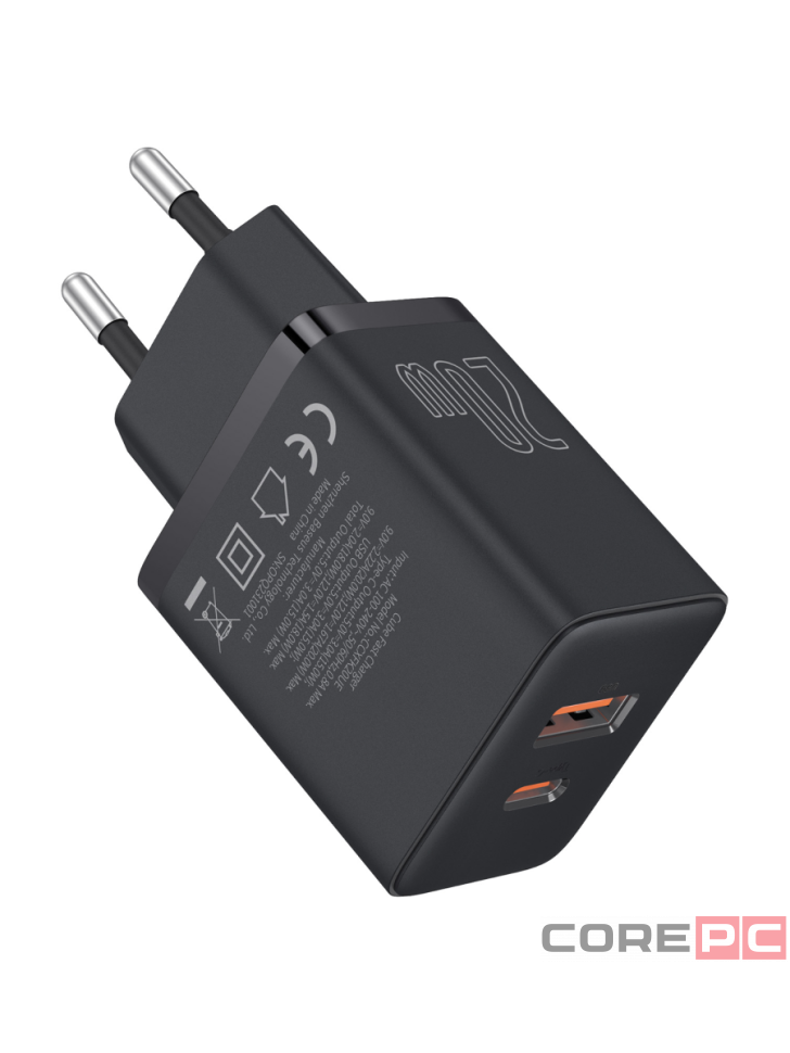 Сетевое зар. устр. Baseus Cube Fast Charger 1USB/1C 20W P10111403113-00 черное
