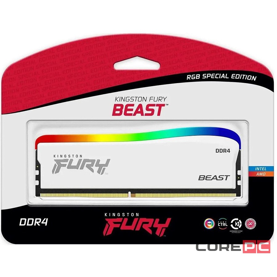 Оперативная память 16 Gb 3600 MHz Kingston FURY Beast RGB Special Edition White (KF436C18BWA/16)