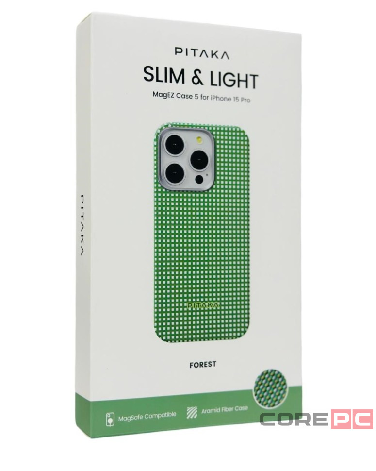 Накладка для i-Phone 15 Pro 6.1" Pitaka Magez Case 5 Aramid Fiber Лес(forest)