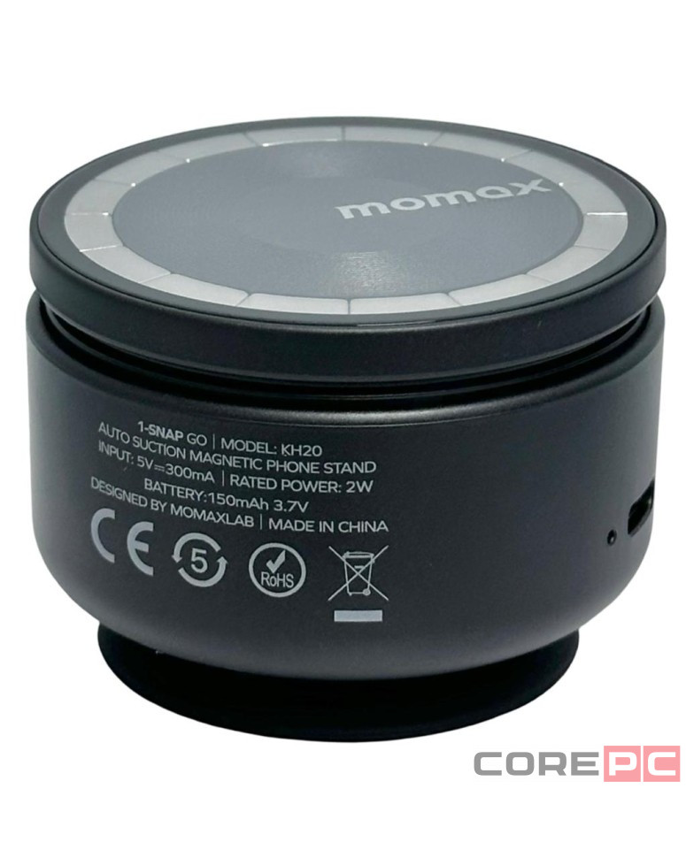 Подставка для смартфона Momax 1-Snap Go Auto Suction Magnetic Phone Stand KH20D черная