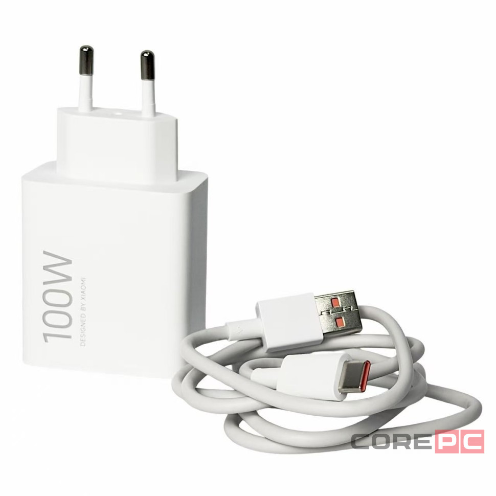 Сетевое зарядное устройство Xiaomi MI 1USB 100W с кабелем Type-C (MDY-19-ER) белое