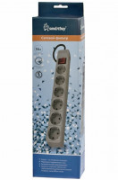 Сетевой фильтр 16А, 3500 Вт, 6 гнезд, без з/ш, с з/к, ПВС, 5 м, серый (SBSP-6-50-G)