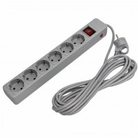 Сетевой фильтр 16А, 3500 Вт, 6 гнезд, без з/ш, с з/к, ПВС, 5 м, серый (SBSP-6-50-G)