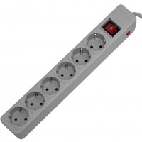 Сетевой фильтр 16А, 3500 Вт, 6 гнезд, без з/ш, с з/к, ПВС, 5 м, серый (SBSP-6-50-G)