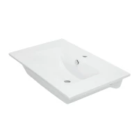 Раковина накладная мебельная Sanita luxe Квадро-75 WB.FN/Quadro/75-C/WHT.G/S1, керамика, прямоугольная, белый