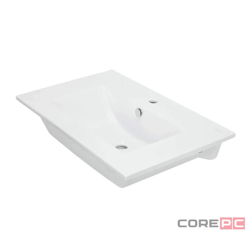 Раковина накладная мебельная Sanita luxe Квадро-75 WB.FN/Quadro/75-C/WHT.G/S1, керамика, прямоугольная, белый