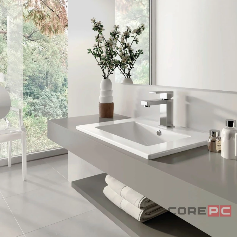 Раковина накладная мебельная Sanita luxe Квадро-75 WB.FN/Quadro/75-C/WHT.G/S1, керамика, прямоугольная, белый
