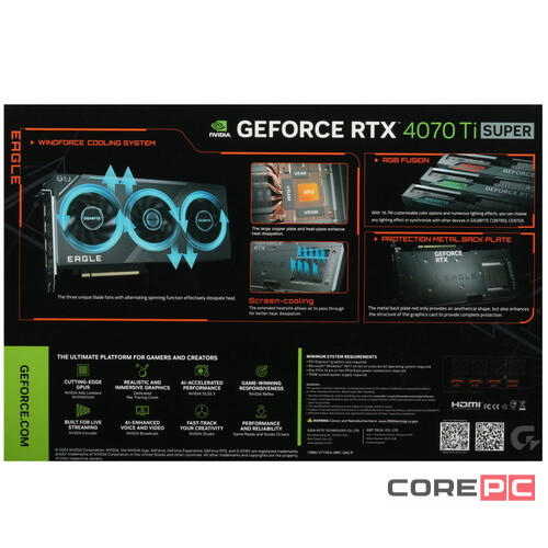 Видеокарта Gigabyte (GV-N407TSEAGLE-16GD) GeForce RTX 4070 Ti SUPER 16GB EAGLE