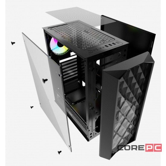 Компьютерный корпус Powercase DIAMOND Mesh LED Black ATX CMDM-L1