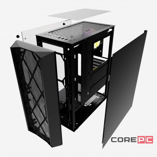 Компьютерный корпус Powercase DIAMOND Mesh LED Black ATX CMDM-L1