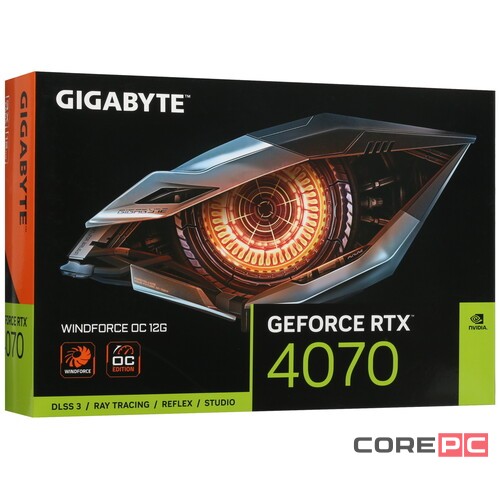 Видеокарта Gigabyte (GV-N4070WF3OC-12GD) GeForce RTX 4070 12GB WINDFORCE OC
