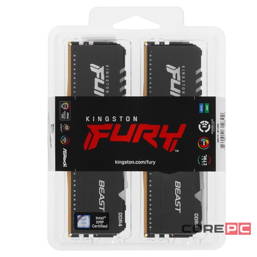 Оперативная память 32 Gb 3200 MHz Kingston FURY BEAST RGB (KF432C16BB1AK2/32)