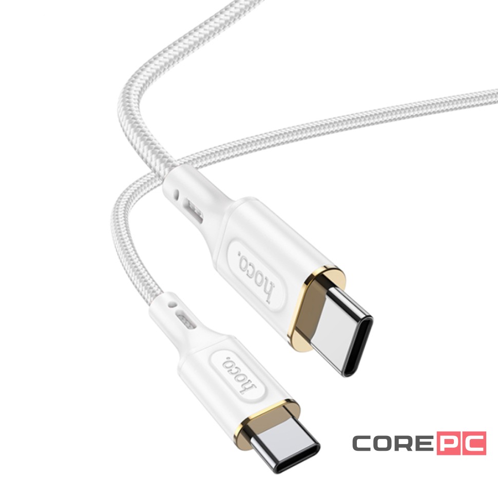 Кабель Hoco X95 Goldentop (Type-C) на (Type-C) 3A/60W 100см тканевая оплетка (белый)
