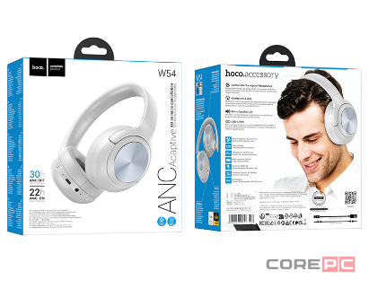Стереонаушники Bluetooth полноразмерные Hoco W54 ANC серые