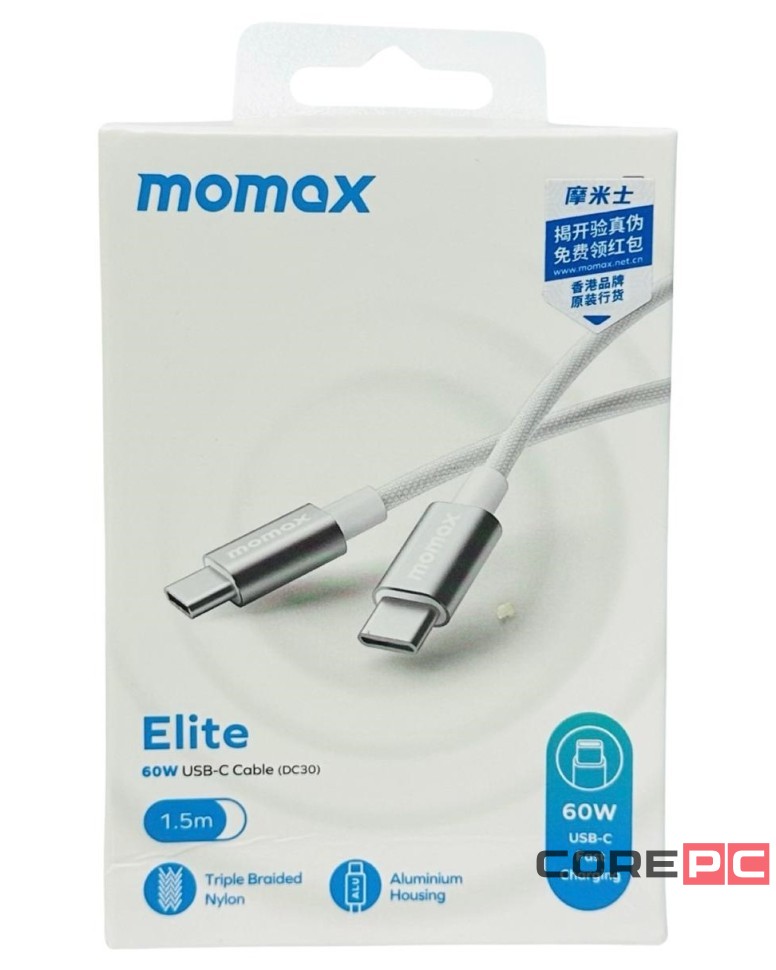 Usb Кабель-зарядка Type-C на Type-C Momax elite 60W DC30W 1.5м белый