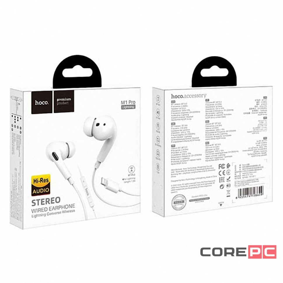 Проводная стерео-гарнитура Hoco M1 Pro Original Lightning (белый)