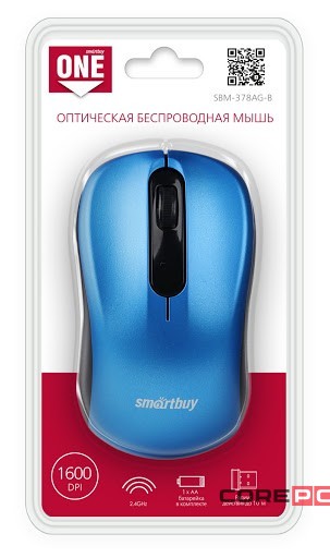 Мышь беспроводная Smartbuy ONE 378AG USB/DPI 1600/3 кнопки/1AA (SBM-378AG-B) синяя