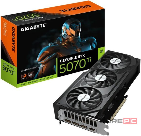 Видеокарта Gigabyte (GV-N507TWF3OCV2-16GD) GeForce RTX 5070 Ti 16GB WINDFORCE OC V2