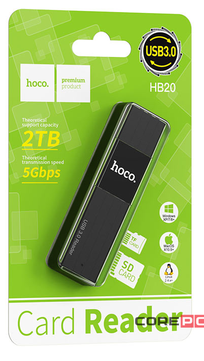 Картридер Hoco HB20 2TB 5Gbps USB3.0 чёрный