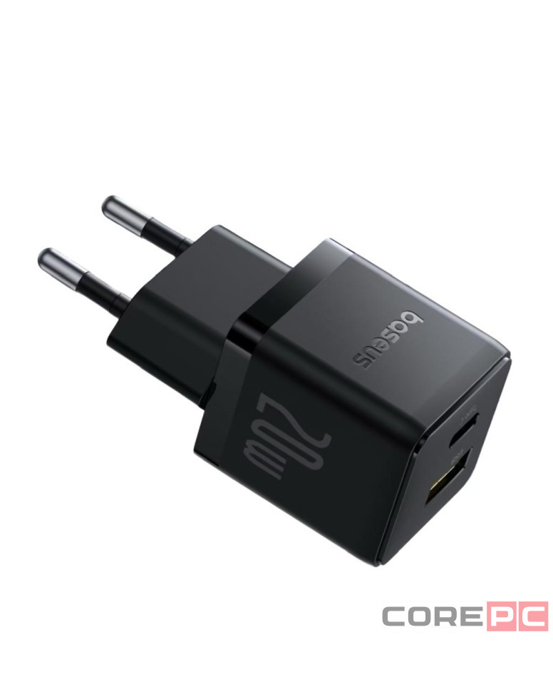Сетевое зар. устр. Baseus Palm Fast Charger 1USB/1C 20W кабель T-C на T-C (P10111608113-01) черное