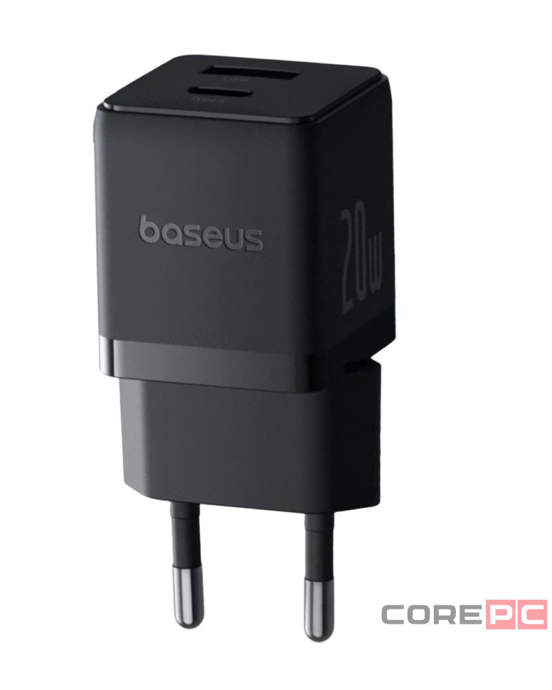 Сетевое зар. устр. Baseus Palm Fast Charger 1USB/1C 20W кабель T-C на T-C (P10111608113-01) черное