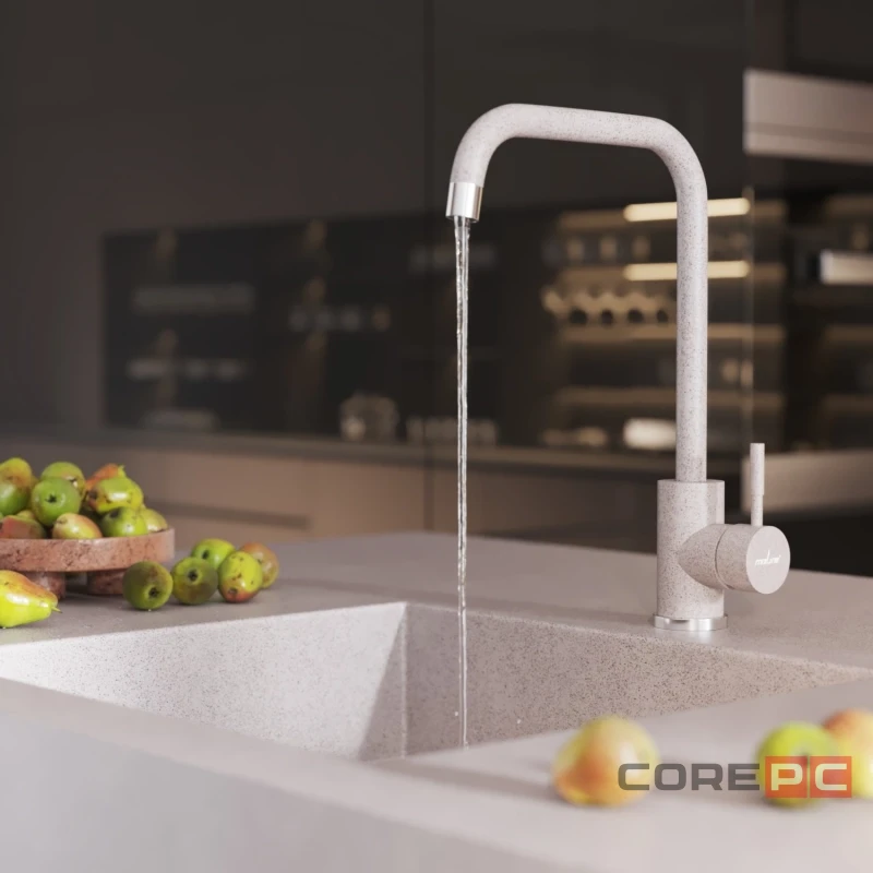 Смеситель для кухни MIXLINE МЛ-ГС12/ML-GS12 (302), рычажное управление, цвет песочный
