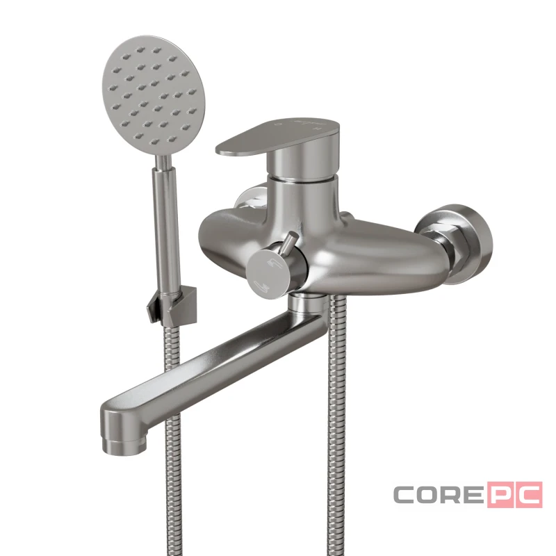 Смеситель для ванны и раковины MIXLINE МЛНС36-021, рычажное управление, цвет сатин