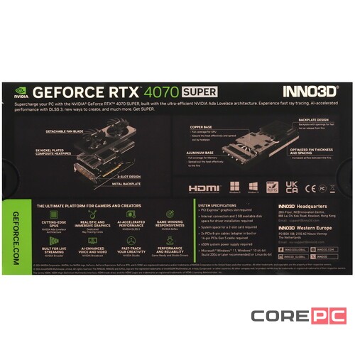 Видеокарта INNO3D (N407S2-126X-186162N) GeForce RTX 4070 SUPER 12GB TWIN X2