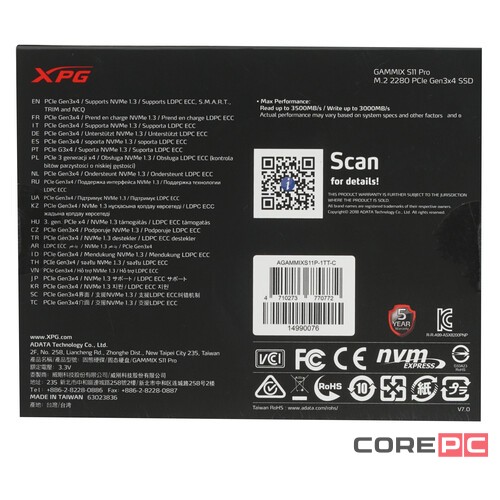 Твердотельный накопитель ADATA XPG 1000 Gb GAMMIX S11 PRO AGAMMIXS11P-1TT-C XPG