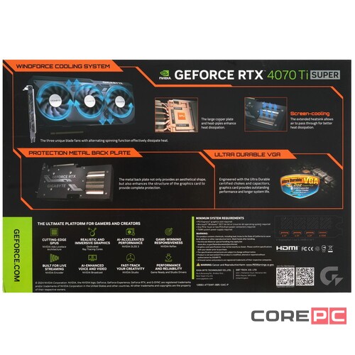 Видеокарта Gigabyte (GV-N407TSWF3-16GD) GeForce RTX 4070 Ti SUPER 16GB WINDFORCE
