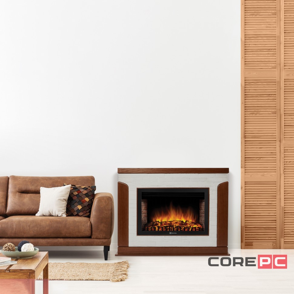 Каминокомплект: Очаг Electrolux EFP/P-3020LS, портал Prestigio 30 камень белый, шпон дуб