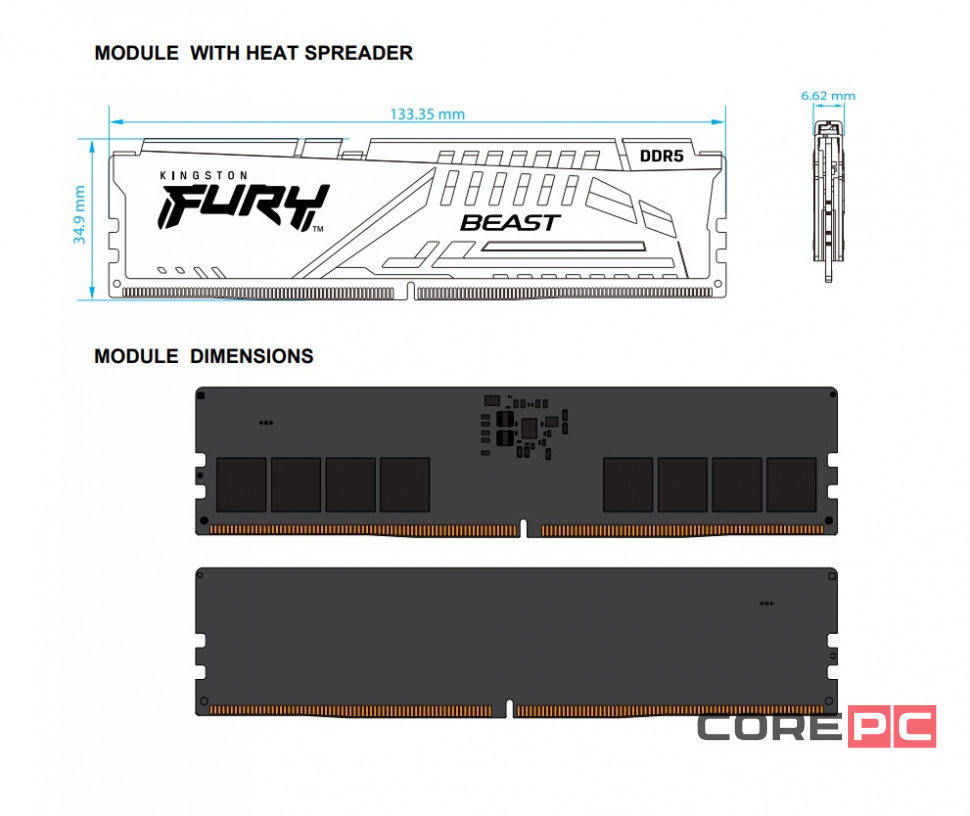 Оперативная память 32 Gb 5600 MHz Kingston HYPERX FURY BEAST (KF556C40BB-32)